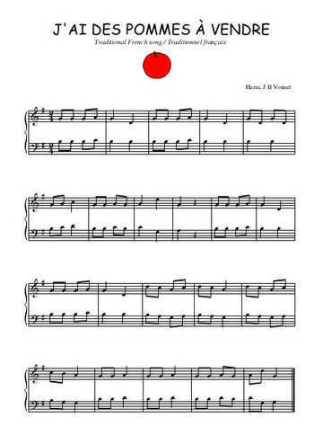 Téléchargez l'arrangement pour piano de la partition de J'ai des pommes à vendre en PDF